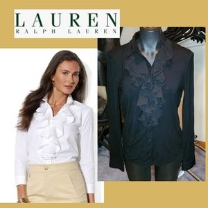 Ralph Lauren ruffle knit button down top.  Sz Med
